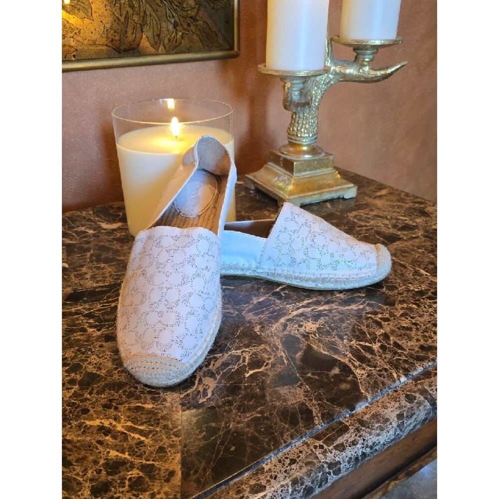 Coach Cream Logo Espadrille Slip-On Flats Size 9 - Picture 5 of 11